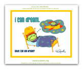 button to view full sized mini-poster - image of a boy dreaming of flying in space ship.  i can dream. what can you dream?